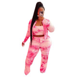 Sexy tie-dye printed loose casual three-piece pants suit L755