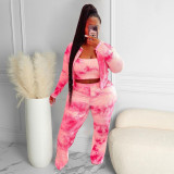 Sexy tie-dye printed loose casual three-piece pants suit L755