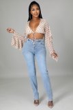 Women's sexy stretch jeans with hollow back waist CJ1000