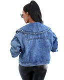 New style loose denim jacket women beaded jacket CJ957