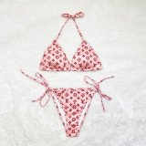 Sexy Pattern Print Double Layer Swimsuit Bikini with Coaster D9603