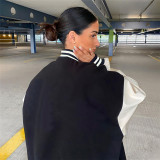 Fall 2021 new women's fashion stand-up collar long-sleeved jacket loose single-breasted baseball uniform jacket women K21C06360