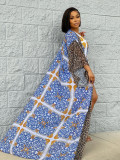 Three-piece swimsuit bikini shorts swimsuit with a long shawl and loose print J2197