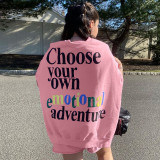Casual women's effective emotional color letter printing Japanese sweater and trousers suit YJ21097DG
