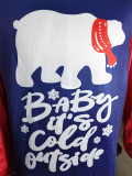 New Christmas Parent-child Set Bear Printed Home Wear Pajamas Two-piece Set OML113-1
