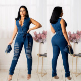 Women's fashion casual sexy denim jumpsuit JLX3507