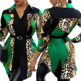 Casual Fashion Printed Multicolor Ladies Shirt Dress SMR10345