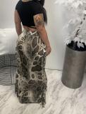 Autumn and winter new plus size women's sexy printed fringed skirt H1737