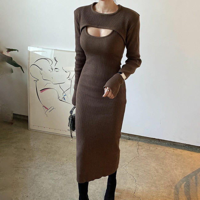 Sexy hollow shawl shirt slim-fit split sling dress two-piece female 28413L