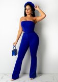 New sexy tube top strapless top stitch decoration slim flared trousers nightclub suit CM2162