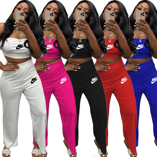 Women's Clothing Brand Brand Cross-border Source Letter Embroidered Chest Wrapped Pants Sports Suit R1188