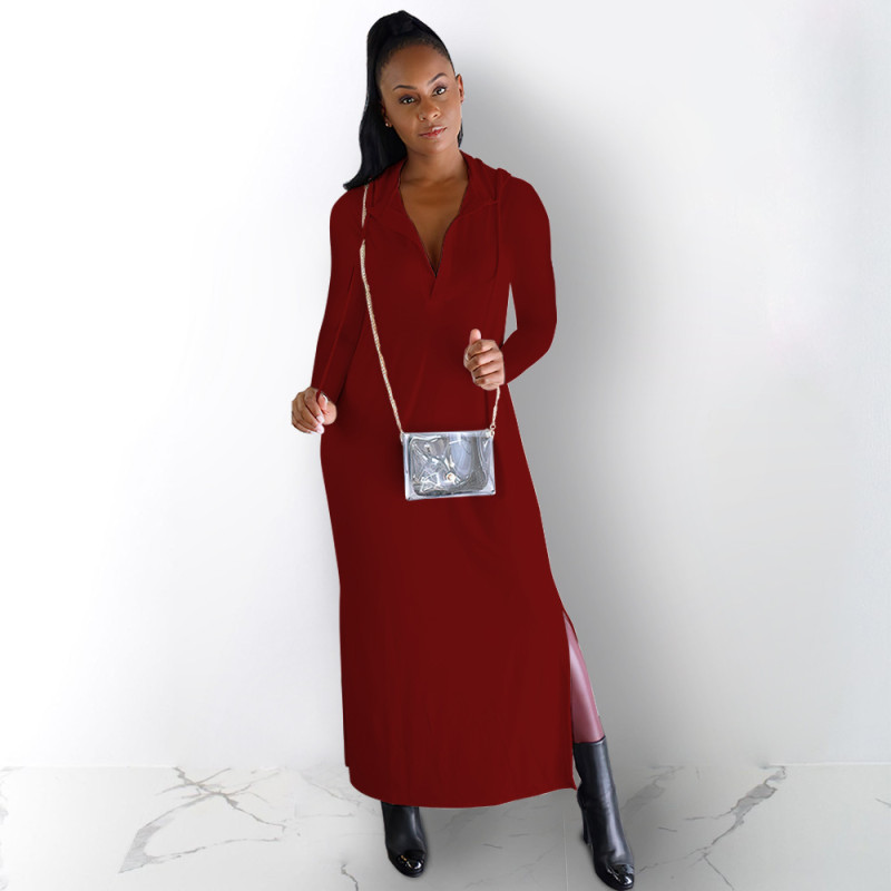 Fashion women's clothing wholesale imitation cotton back burnt sexy hooded dress BN7234