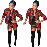Women's autumn and winter new fashion and personality printing two-piece suit LS6378