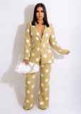 Two-piece fashion casual polka dot printed suit YZ1295