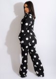 Two-piece fashion casual polka dot printed suit YZ1295