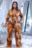 Women's fashion casual printed wide leg pants two-piece suit OMM1286