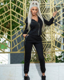 New fashion women's clothing solid color zipper fashion casual sports two-piece suit HM6535