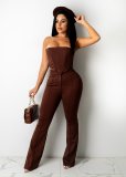 Women's hot style sexy tube top strapless slim flared trousers nightclub suit HANI2162