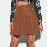 2021 new pleated skirt women ins style sexy short skirt PU leather short skirt nightclub style D642919302506