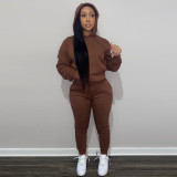 Autumn and winter plus fleece hooded sweater two-piece casual sports suit women F175
