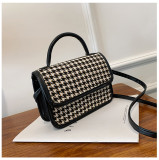 Retro small bag 2021 new trendy autumn and winter cloth children's bag shoulder handbag fashion lattice messenger small square bag