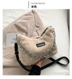 Autumn/winter 2021 new wave furry bag women fashion plush one shoulder small bag casual simple western style female bag