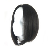Wig female black short straight hair center point bobo wave head high temperature silk chemical fiber hair button net headgear