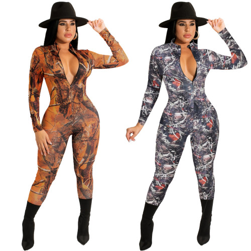 Women's 2021 Fall Skinny Sexy Printed Jumpsuit