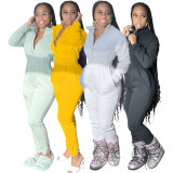 Women's sweatshirt jumpsuit sportswear sweatpants long windproof autumn and winter