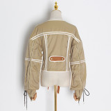 2021 autumn new personality design sense contrast color fight receiving waist careful machine coat jacket women