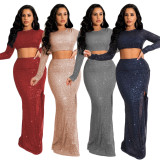 New hot sale sequin sexy fashion two-piece women's suit