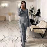 Women's sexy solid color pit strip horn two-piece suit