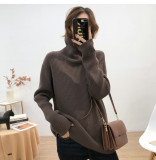The new female autumn and winter Korean version of the high-neck lazy wind pit hedging thick and versatile knit bottoming