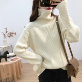 The new female autumn and winter Korean version of the high-neck lazy wind pit hedging thick and versatile knit bottoming