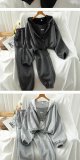 Casual suit women retro 2021 new casual sports hooded jacket and pants