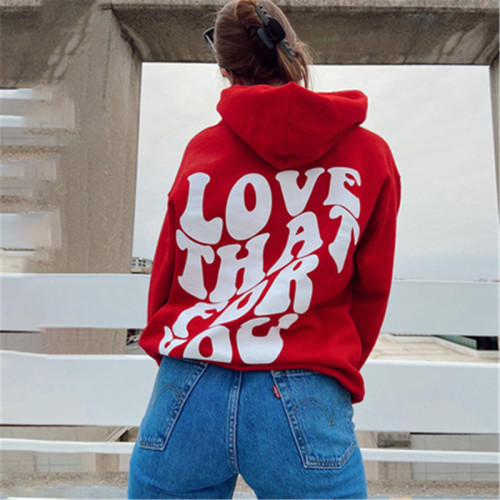 New autumn and winter women's clothing Y2K street retro printed letters loose sweater jacket