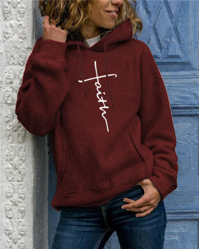 Personalized DIY Hooded Solid Color Double Pocket Printed Sweatshirt