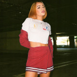 Winter new solid color baseball uniform suit sports leisure long-sleeved half skirt two-piece suit