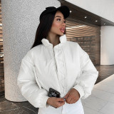 New style cotton jacket female temperament simple waist waist personalized zipper short cotton jacket