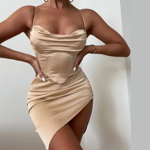 New sexy, slim, high-waisted, sling, breast-showing dress dress
