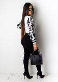 Ladies sweater V-neck fitted pullover F letter sweater