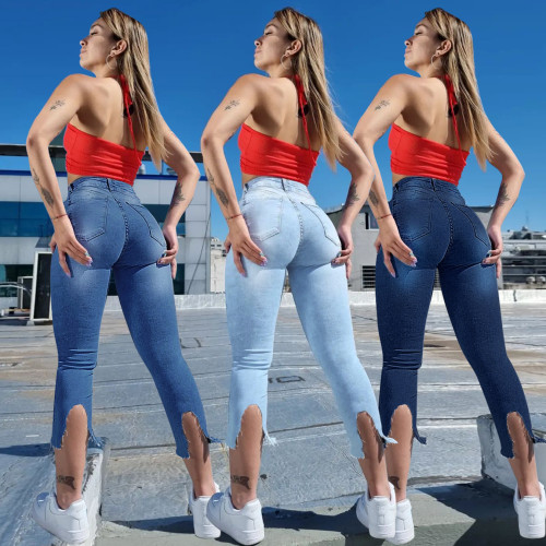 Women's Fashion Slim Fit Split Women's Jeans