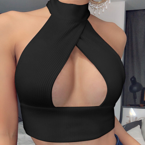 Bib elastic vest women Slim-fit solid color sexy halter chest wrapped women