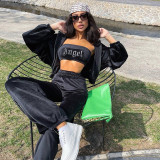 Sports and leisure suit autumn new ANGEL hot diamond sexy tube top trousers suit