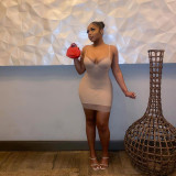 Ladies sexy halter strap slim dress with chest cotton FFD1151