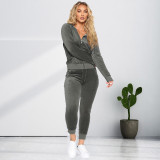 New product gold velvet hooded sweater plus size fashion casual suit
