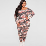 Camouflage loose fashion casual two-piece plus size women's suit
