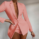 Fashion lapel long sleeve casual temperament two-piece small suit women