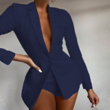 Fashion lapel long sleeve casual temperament two-piece small suit women