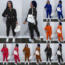 Women's Fall and Winter Fashion Snap Thread Solid Color Baseball Uniform Suit Women's Fall and Winter Fashion Snap Thread Solid Color Baseball Uniform Suit